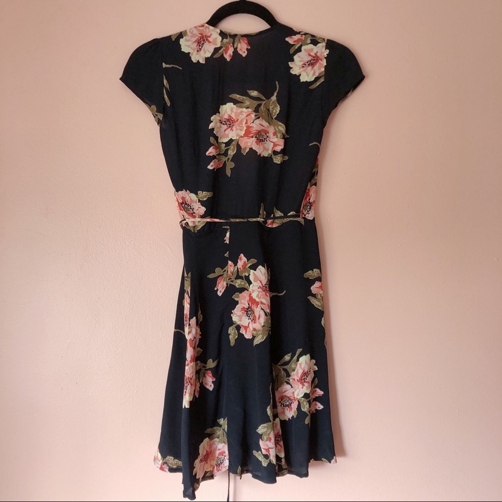 Reformation Black Floral Plunging Wrap Dress - Picture 3 of 4